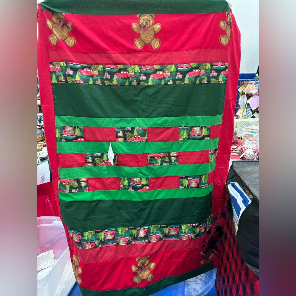 Red Truck and Teddy Bears Hand Made Christmas Quilt